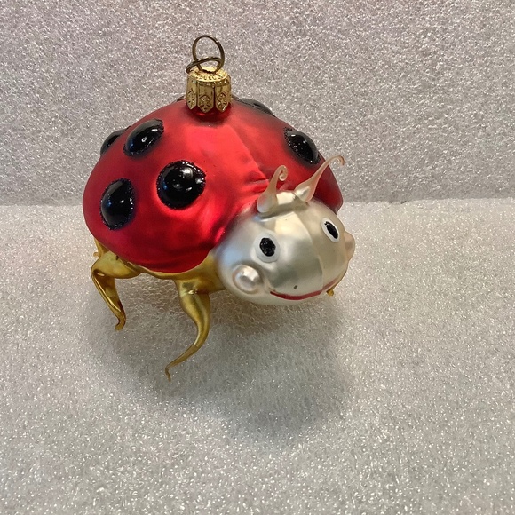 Large Ladybug Christmas Ornament Blown Glass Vintage - Picture 1 of 9